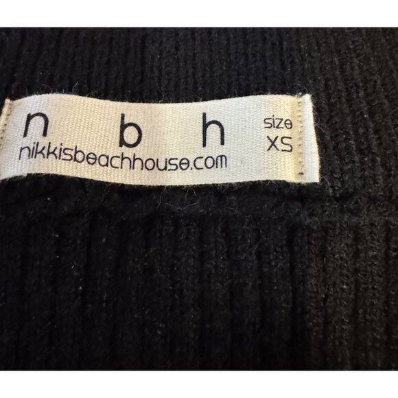 nbh Womens Black Ribbed Knit Front Split Skirt XS Beach Clasic - Picture 5 of 5